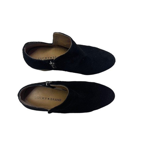 Lucky Brand Black Suede Pickla Ankle Bootie Size 6M - Picture 3 of 9